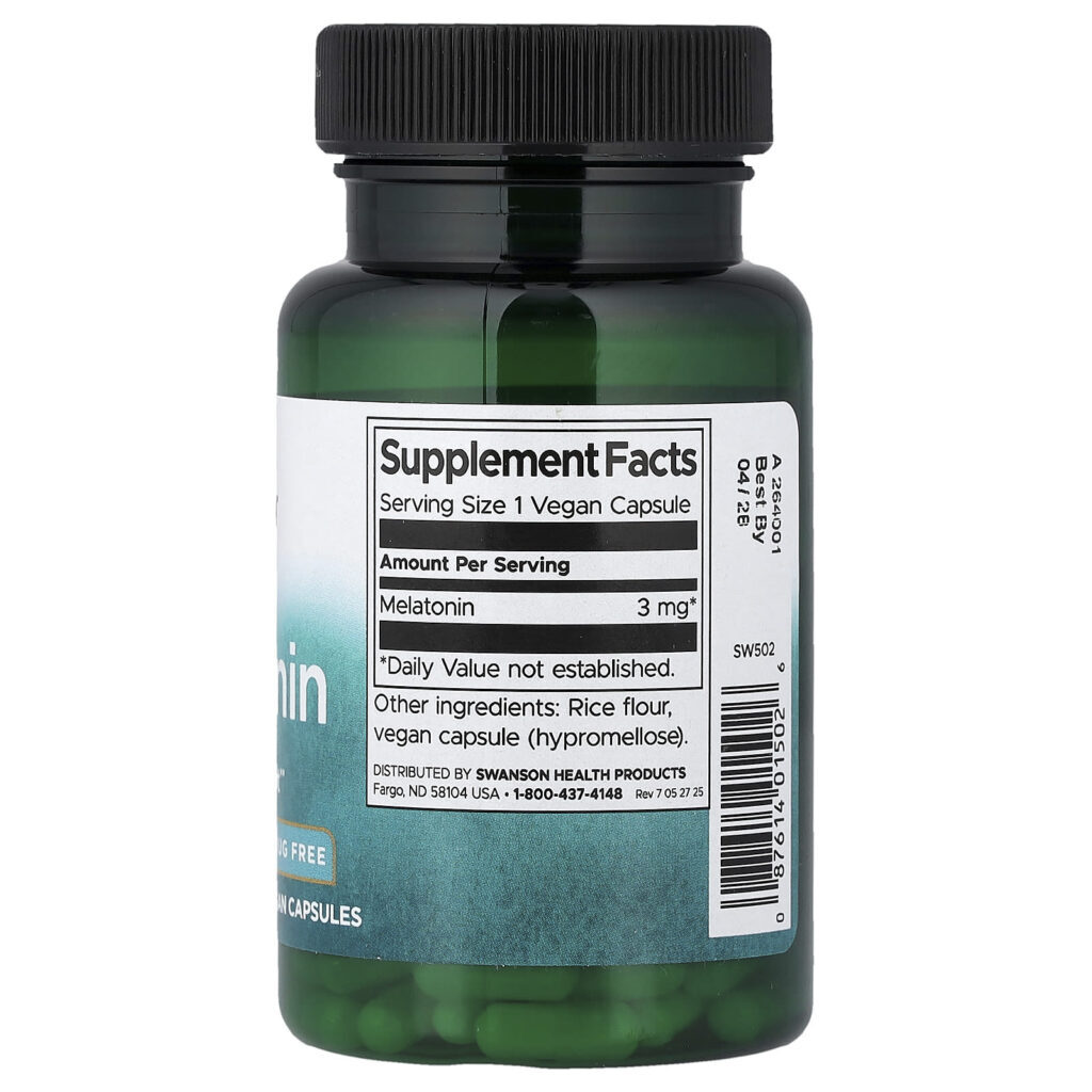 Swanson Melatonina 3 mg 120 Cápsulas Veganas - Imagem 2
