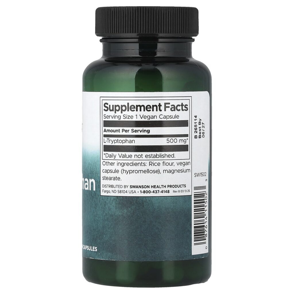 Swanson L-Triptofano 500 mg 60 Cápsulas - Imagem 2