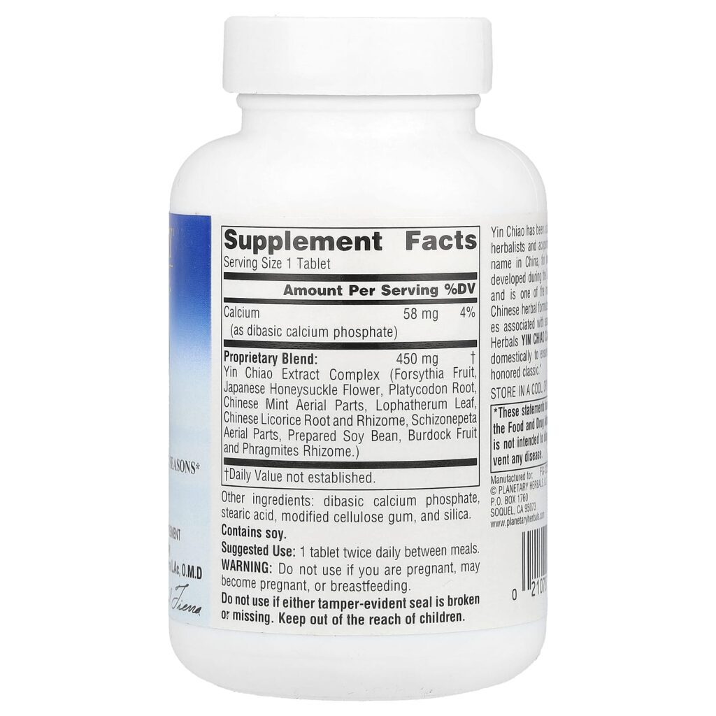 Planetary Herbals Yin Chiao Classic 450 mg 120 comprimidos - Imagem 2