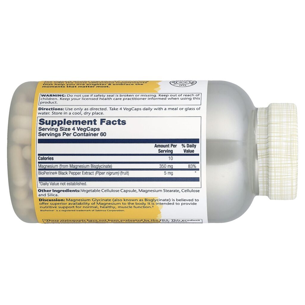 Solaray Glicinato de Magnésio Alta Absorção 240 VegCaps - Imagem 2