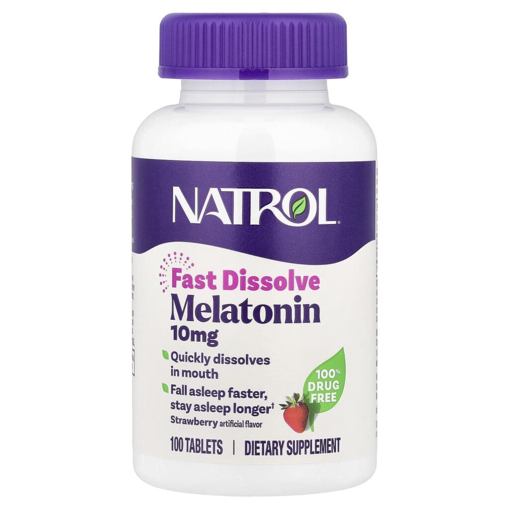 Natrol Melatonina Dissolução Rápida Força Máxima Morango 10 mg 100 Comprimidos