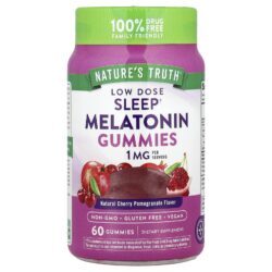 Natures Truth Gomas de Melatonina para o Sono Romã e Cereja Naturais 1 mg 60 Gomas