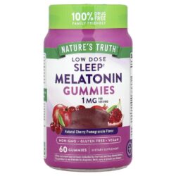 Natures Truth Gomas de Melatonina para o Sono Romã e Cereja Naturais 1 mg 60 Gomas