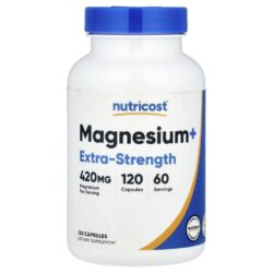 Nutricost Magnésio+ Força Extra 120 Cápsulas (210 mg por Cápsula)