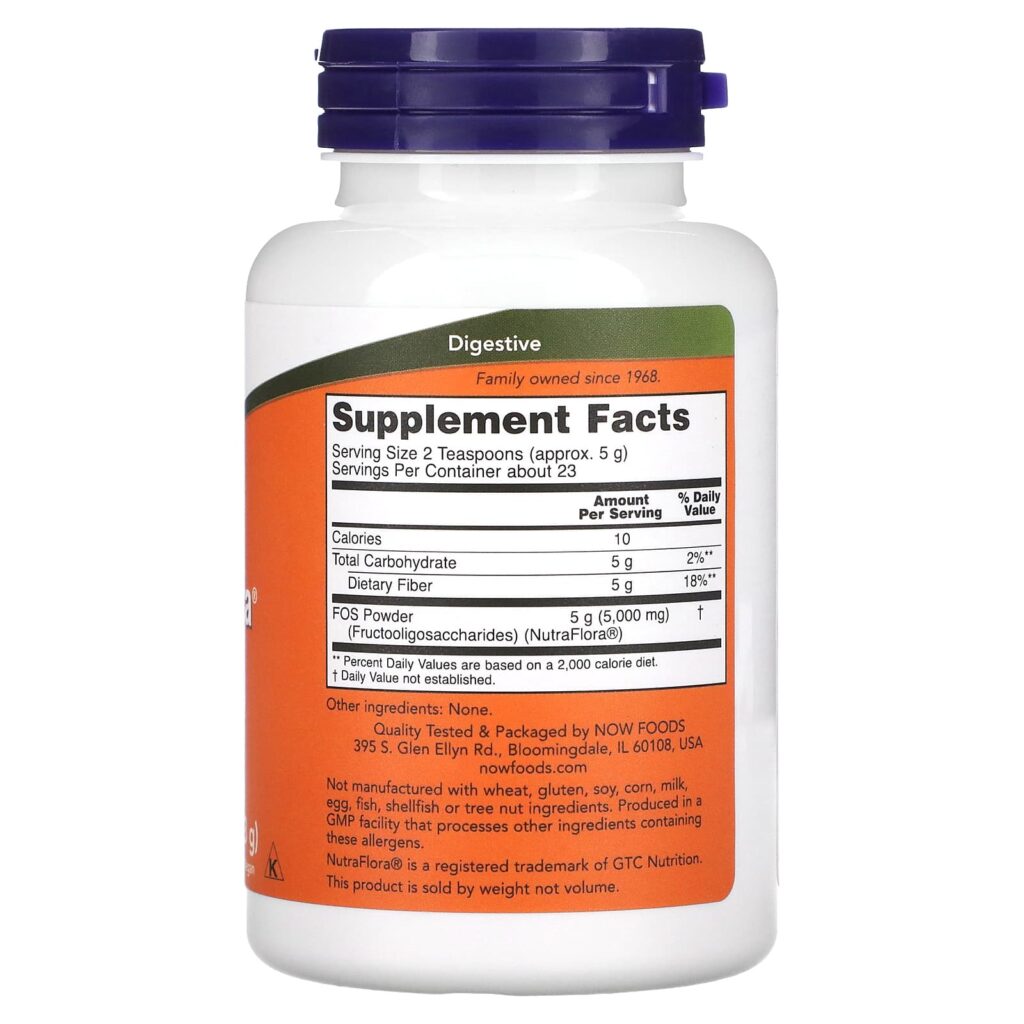 NOW Foods NutraFlora FOS Pó Puro 4 oz (113 g) - Imagem 2