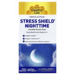 Country Life Stress Shield® para Uso Noturno Ação Tripla 60 Cápsulas Veganas