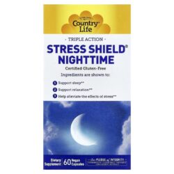 Country Life Stress Shield® para Uso Noturno Ação Tripla 60 Cápsulas Veganas