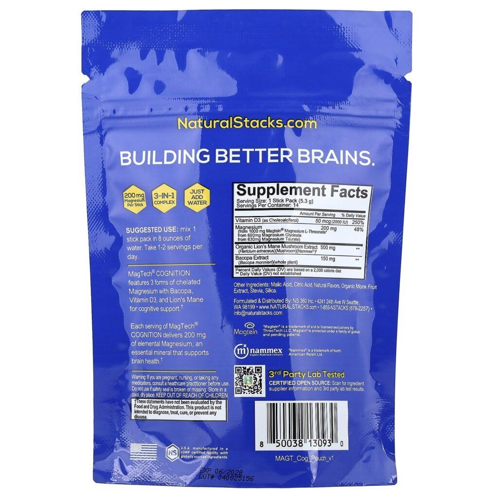 Natural Stacks Magtech® Cognition Limonada de Framboesa 14 Embalagens 53 g (018 oz) Cada - Imagem 2