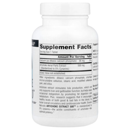 Source Naturals Artichoke Extract 500™ 180 Comprimidos - Imagem 2