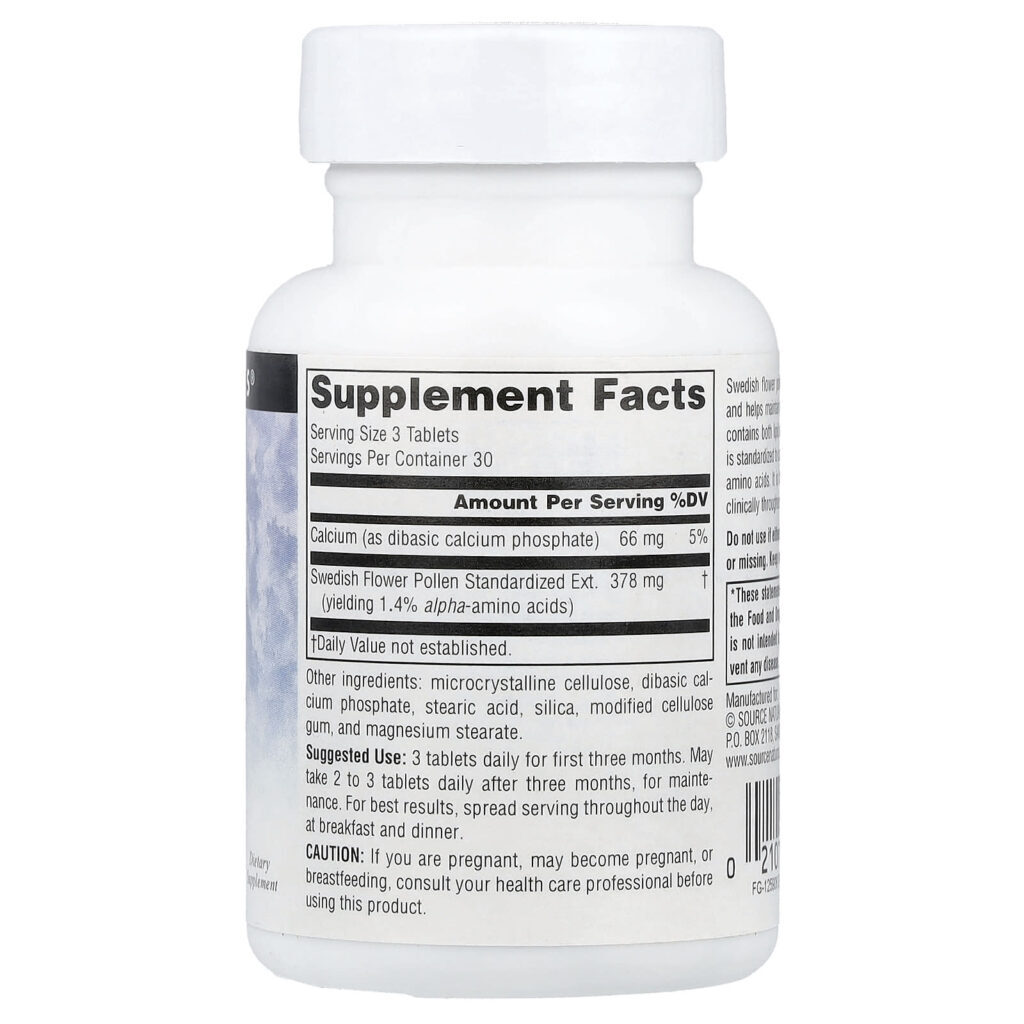 Source Naturals Pólen de Flores Sueco 90 Comprimidos - Imagem 2
