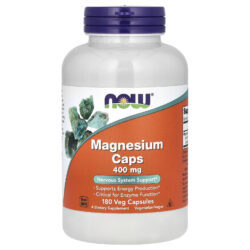NOW Foods Cápsulas de Magnésio 400 mg 180 Cápsulas Vegetais