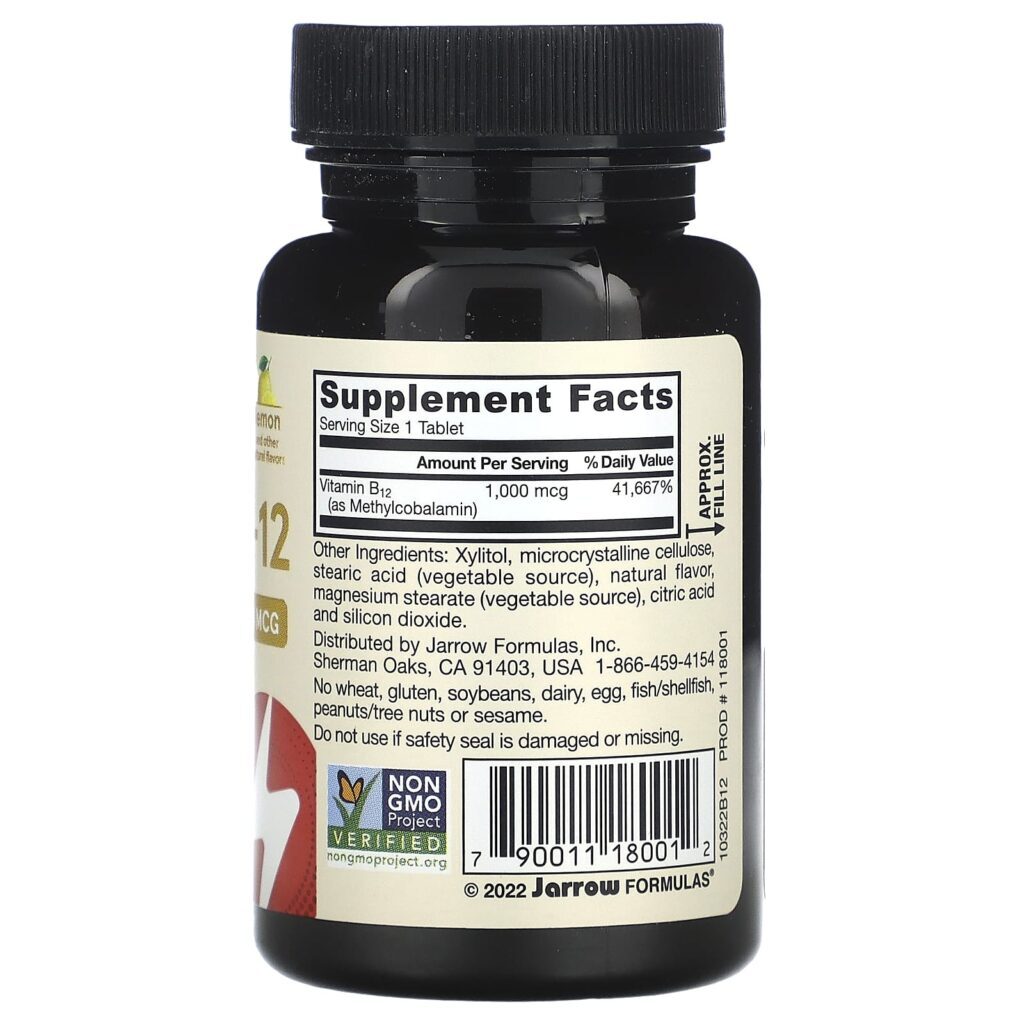 Jarrow Formulas Metil B12 Limão 1.000 mcg 100 Comprimidos Mastigáveis - Imagem 2