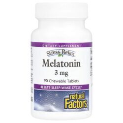 Natural Factors Stress-Relax Melatonina 3 mg 90 tabletes mastigáveis