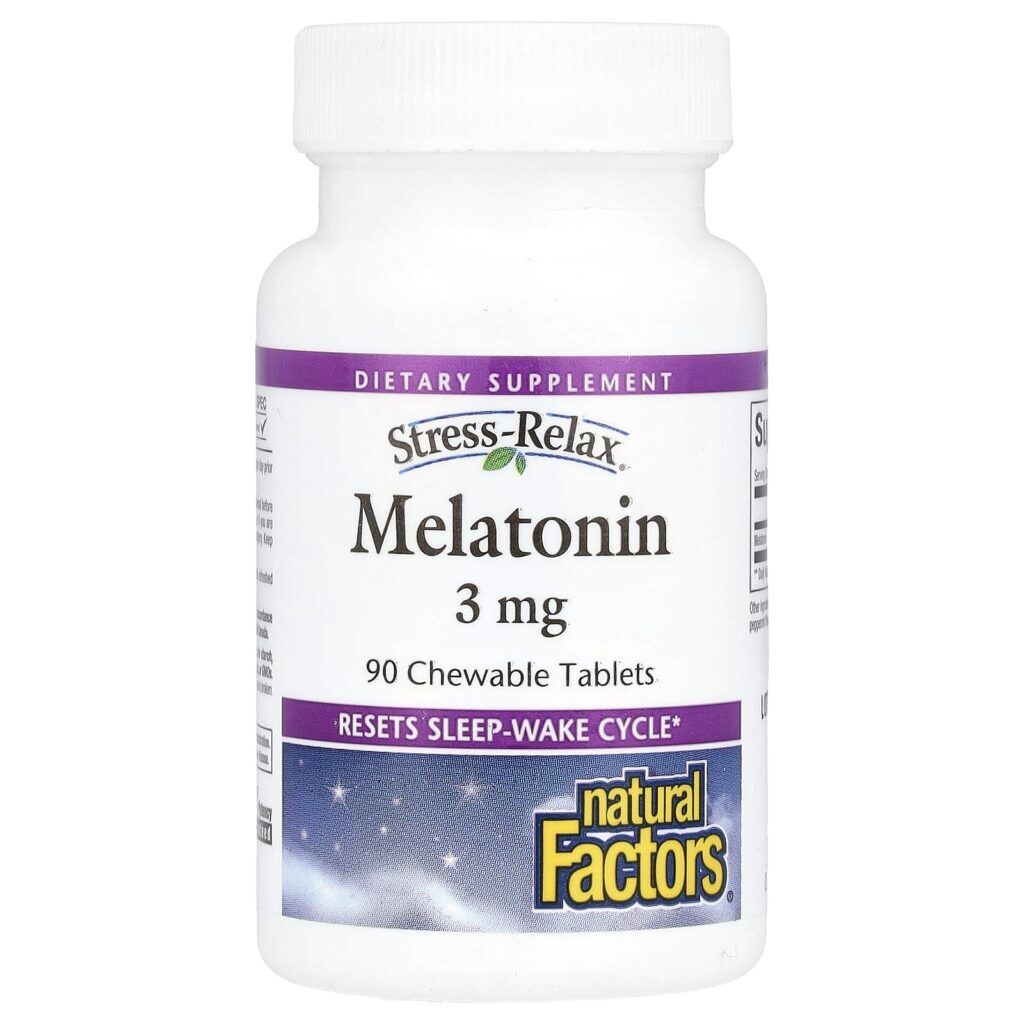 Natural Factors Stress-Relax Melatonina 3 mg 90 tabletes mastigáveis