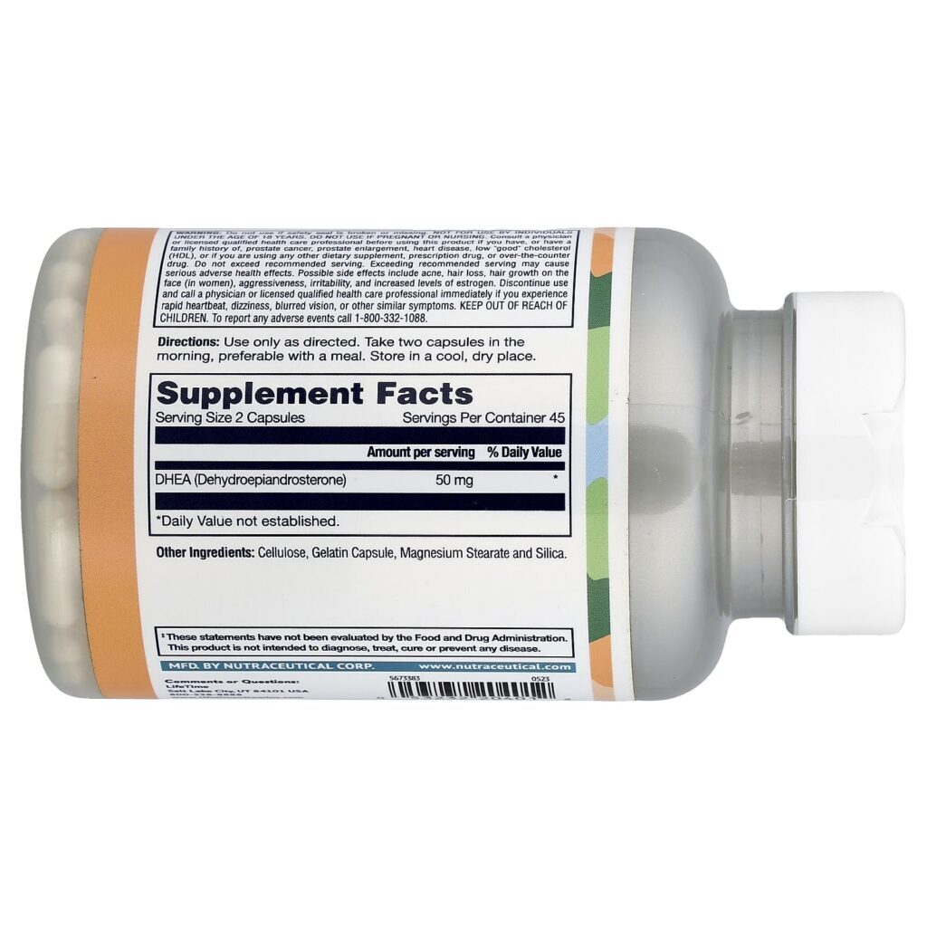 LifeTime Vitamins DHEA 90 Cápsulas (25 mg por Cápsula) - Imagem 2