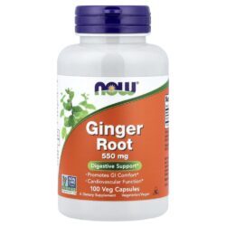 NOW Foods Raiz de Gengibre 550 mg 100 Cápsulas Vegetais