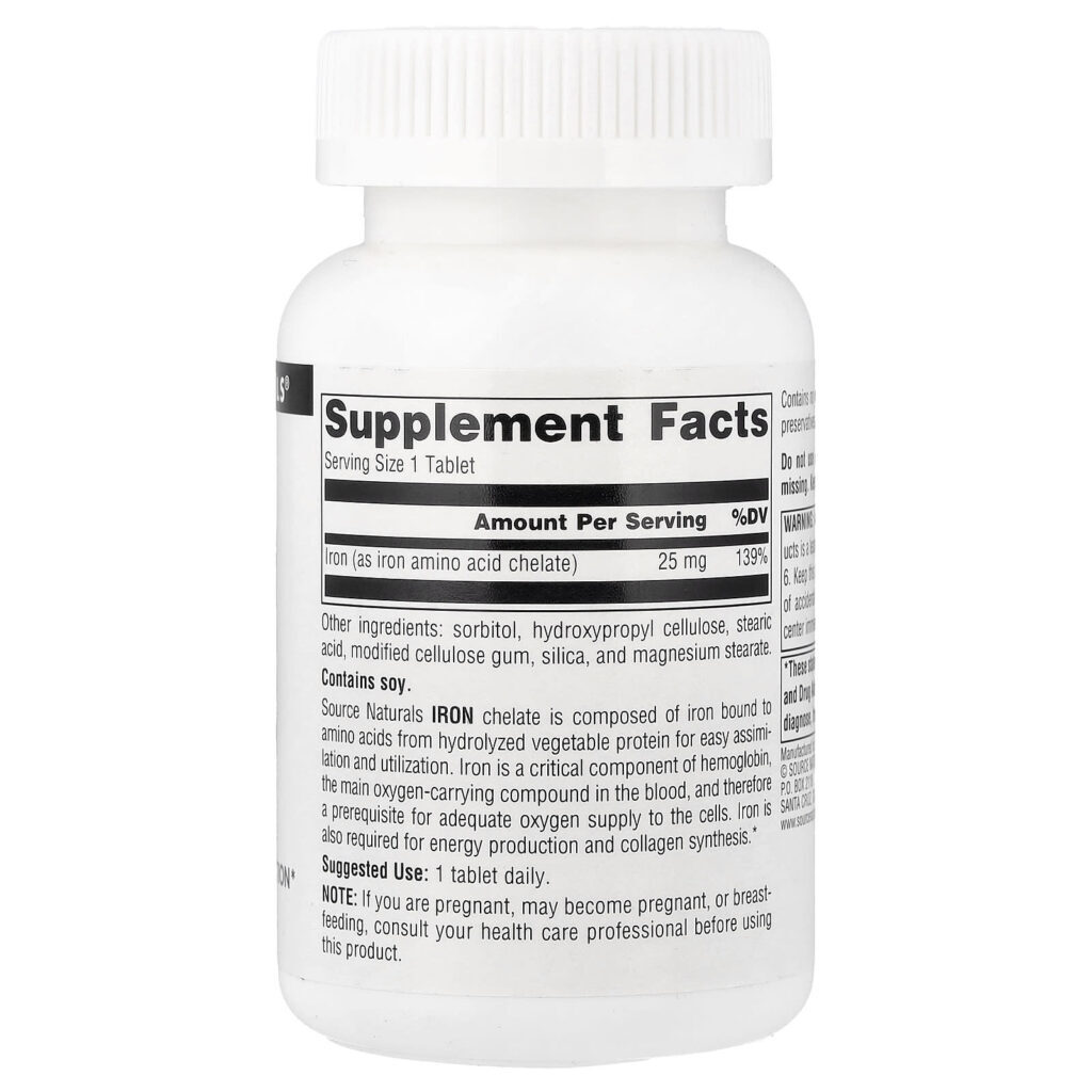 Source Naturals Ferro 25 mg 250 comprimidos - Imagem 2