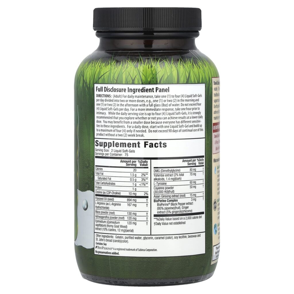 Irwin Naturals Steel-Libido® 150 Cápsulas Softgel Líquidas - Imagem 2