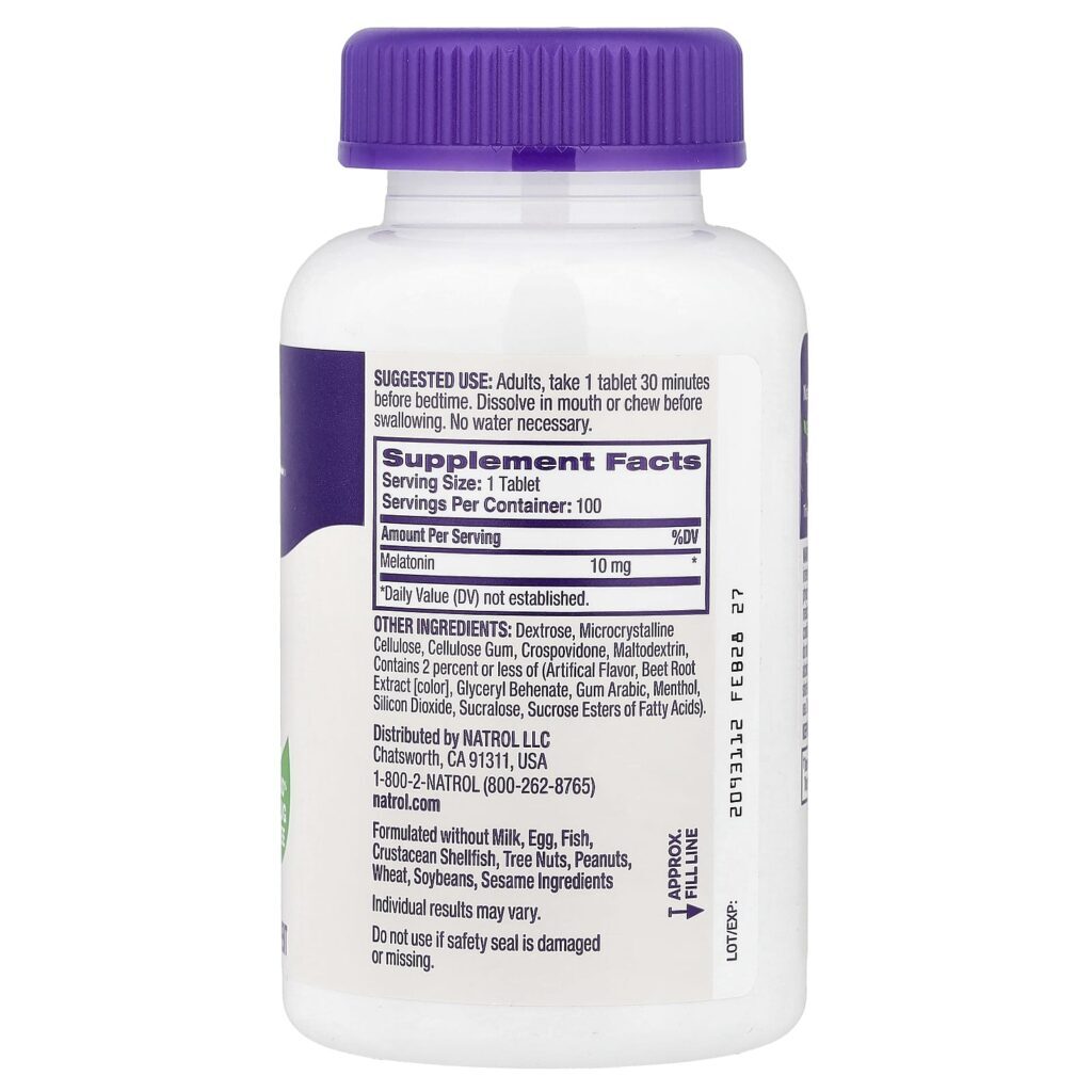 Natrol Melatonina Dissolução Rápida Força Máxima Morango 10 mg 100 Comprimidos - Imagem 2