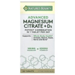 Natures Bounty Citrato de Magnésio Avançado + D3 90 Comprimidos
