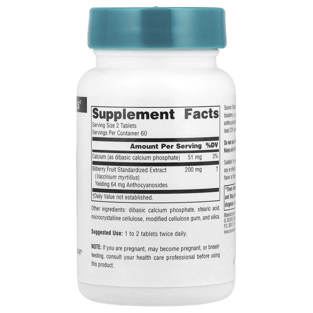 Source Naturals Extrato de Mirtilo Europeu 100 mg 120 Comprimidos - Imagem 2
