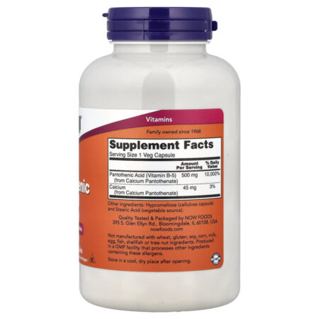 NOW Foods Ácido Pantotênico 250 Cápsulas Vegetais - Imagem 2