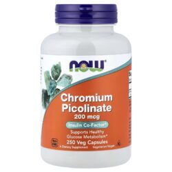 NOW Foods Picolinato de Cromo 200 mcg 250 Cápsulas Vegetais