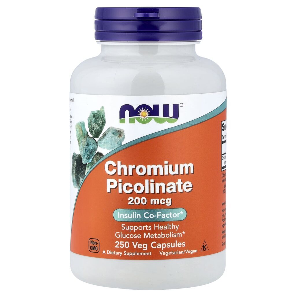 NOW Foods Picolinato de Cromo 200 mcg 250 Cápsulas Vegetais