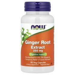NOW Foods Extrato da Raiz de Gengibre 250 mg 90 Cápsulas Vegetais