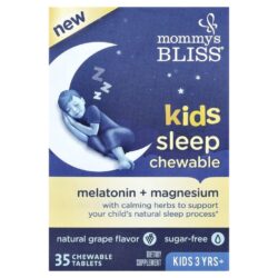 Mommys Bliss Comprimidos Mastigáveis Kids Sleep Melatonina + Magnésio A Partir de 3 Anos Uva Natural 35 Comprimidos Mastigáveis