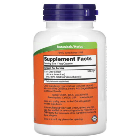 NOW Foods Extrato de Unha-de-gato 120 Cápsulas Vegetais (334 mg por Cápsula) - Imagem 2