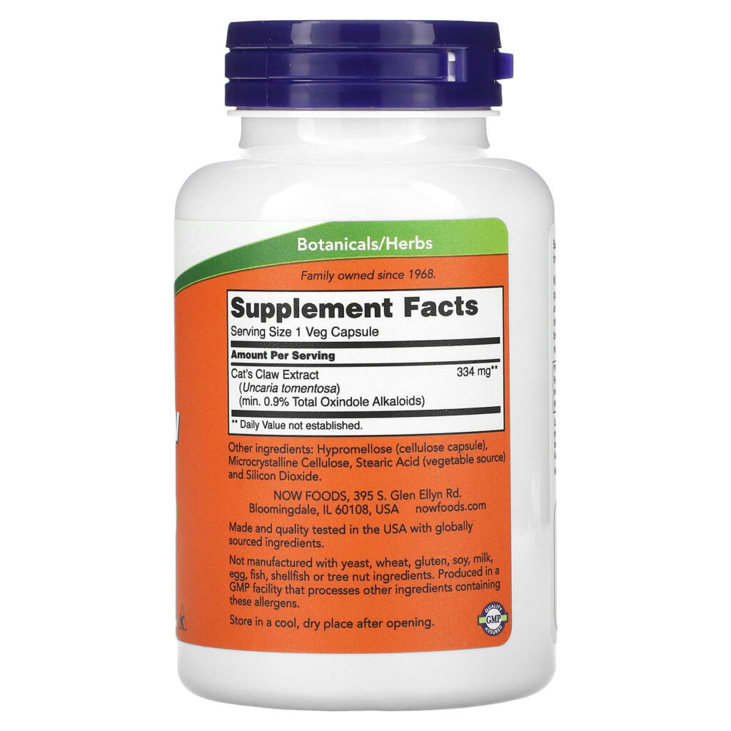 NOW Foods Extrato de Unha-de-gato 120 Cápsulas Vegetais (334 mg por Cápsula) - Imagem 2