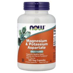 NOW Foods Aspartato de Magnésio e Potássio com Taurina 120 Cápsulas Vegetais