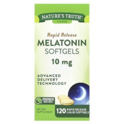 Natures Truth Melatonina Liberação Rápida 10 mg 120 Cápsulas Softgel Líquidas de Liberação Rápida