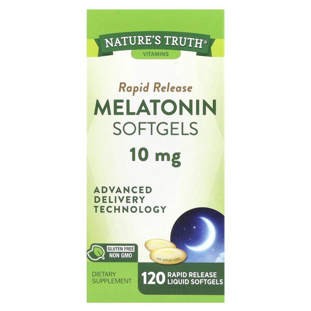 Natures Truth Melatonina Liberação Rápida 10 mg 120 Cápsulas Softgel Líquidas de Liberação Rápida