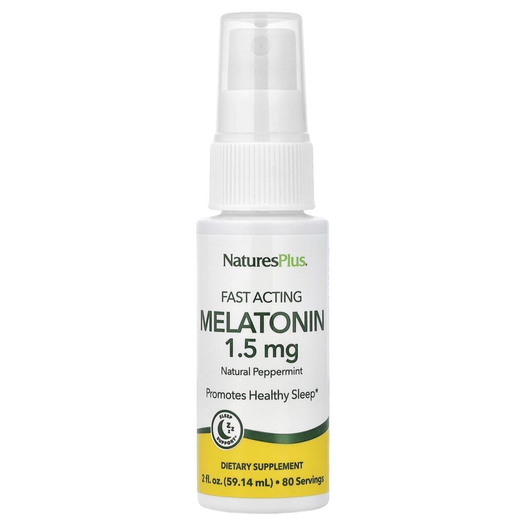 NaturesPlus Melatonina de Ação Rápida Hortelã-pimenta Natural 5914 ml (2 fl oz)