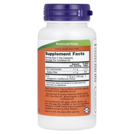 NOW Foods Fo-Ti 560 mg 100 Cápsulas Vegetais - Imagem 2