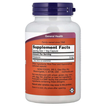 NOW Foods Melatonina 3 mg 180 Cápsulas Vegetais - Imagem 2