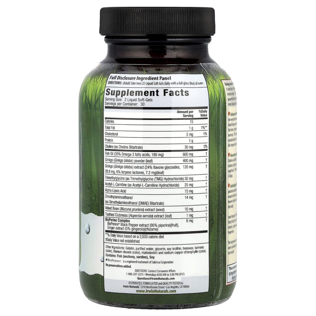 Irwin Naturals Ginkgo Smart® Foco e Memória Máximos 60 Cápsulas Softgel Líquidas - Imagem 2
