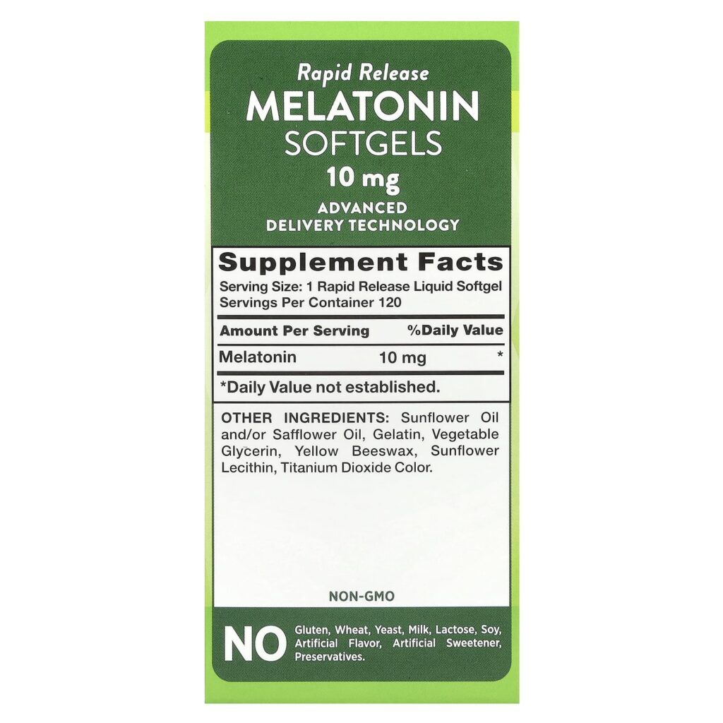 Natures Truth Melatonina Liberação Rápida 10 mg 120 Cápsulas Softgel Líquidas de Liberação Rápida - Imagem 2