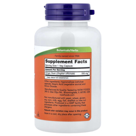 NOW Foods Raiz de Gengibre 550 mg 100 Cápsulas Vegetais - Imagem 2