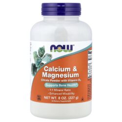 NOW Foods Cálcio e Magnésio com Vitamina D3 227 g (8 oz)