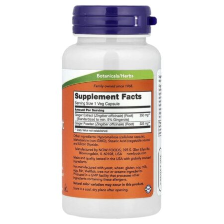 NOW Foods Extrato da Raiz de Gengibre 250 mg 90 Cápsulas Vegetais - Imagem 2
