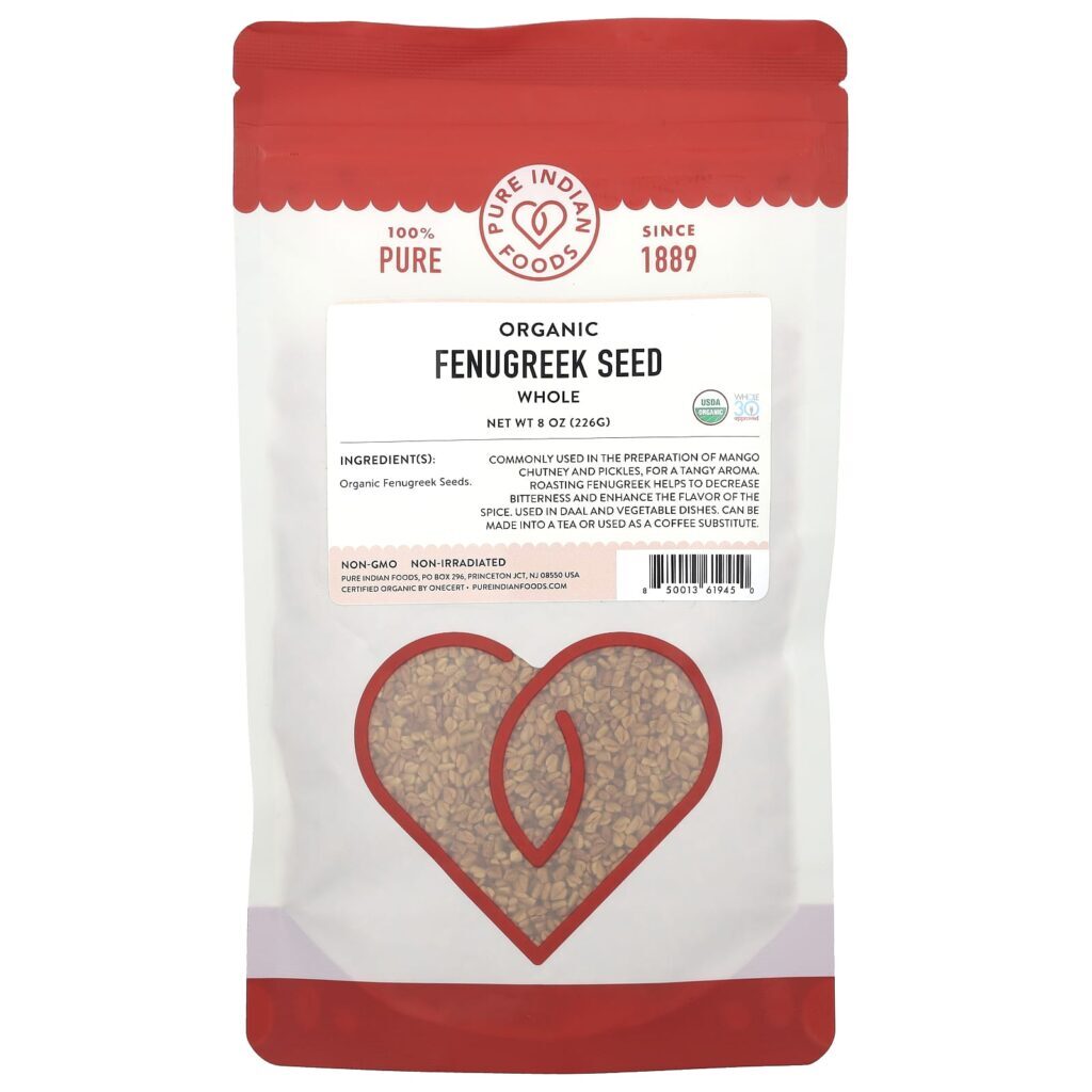 Pure Indian Foods Semente de Fenacho Orgânico Inteiro 226 g (8 oz)
