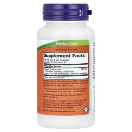 NOW Foods Passiflora 350 mg 90 Cápsulas Vegetais - Imagem 2