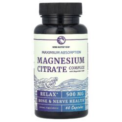 Nobi Nutrition Complexo de Citrato de Magnésio com Óxido de Magnésio Máxima Absorção 500 mg 60 Cápsulas