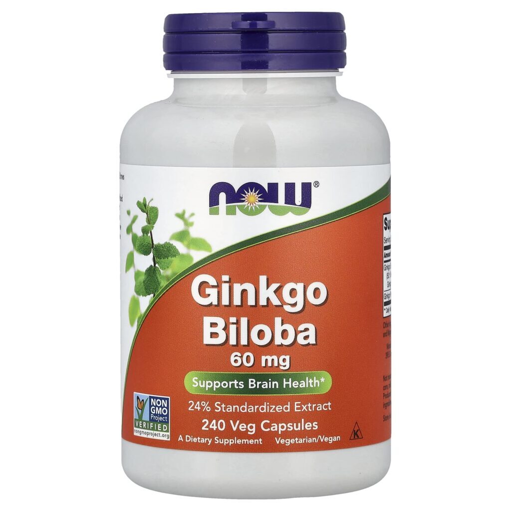 NOW Foods Ginkgo Biloba 60 mg 240 Cápsulas Vegetais