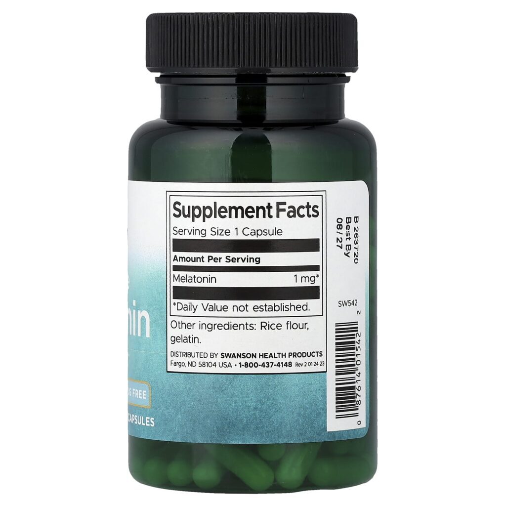Swanson Baixa Dose de Melatonina 1 mg 120 Cápsulas - Imagem 2