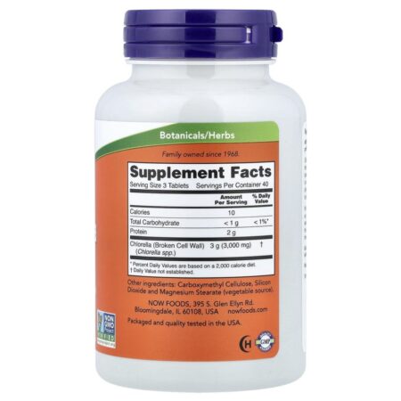 NOW Foods Chlorella 120 Comprimidos (1 g por Comprimido) - Imagem 2