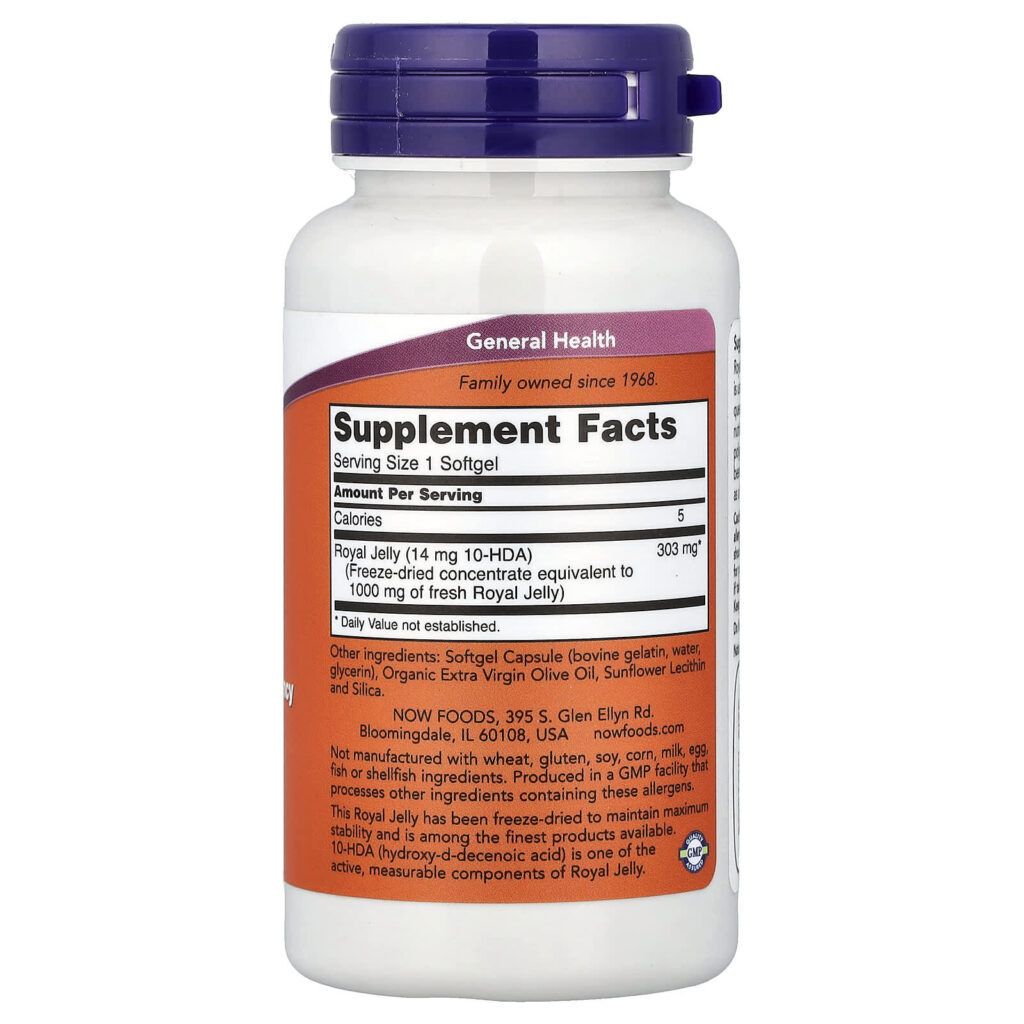 NOW Foods Geleia Real 60 Cápsulas Softgel (303 mg por Cápsula Softgel) - Imagem 2